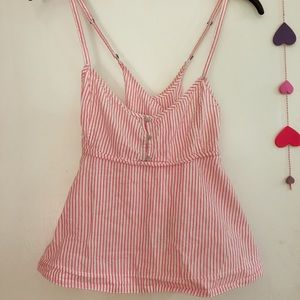 Abercrombie AF Carley Cami Pink Stripe Large